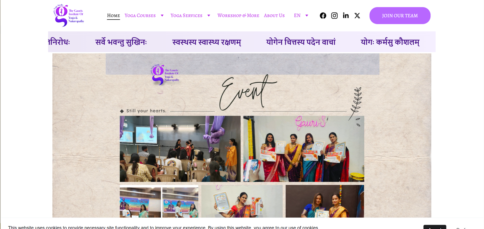 Gauri's Yoga Studio website screenshot